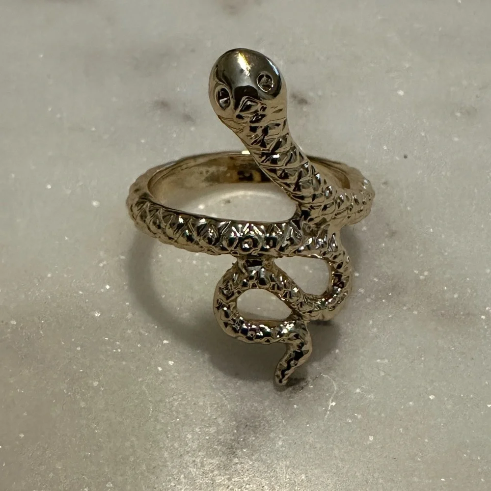 Gold Tone Snake Serpent Ring Size 7